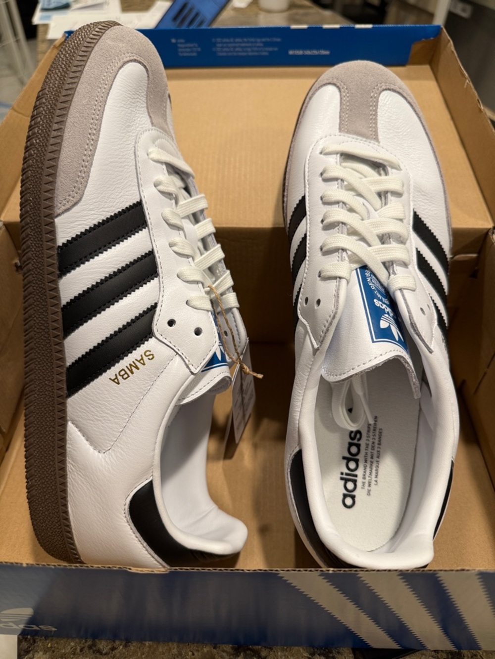 adidas Samba Classic Sneakers in White, Black & Brown